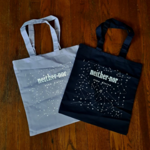 15”x 16” Tote Bags with glow in the dark ink screen printed locally in Kansas City Missouri by Oddities Prints. Lightweight economy tote bag made from 100% cotton, with 20 ½” matching canvas handles with 9 ½” drop